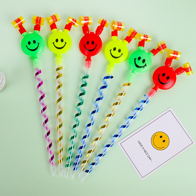 Large Blowouts Smiley Face Long Brush Holder Trumpet Whistle Blowing Children&#039;s Toys Stall Goods Source Push Small Gifts