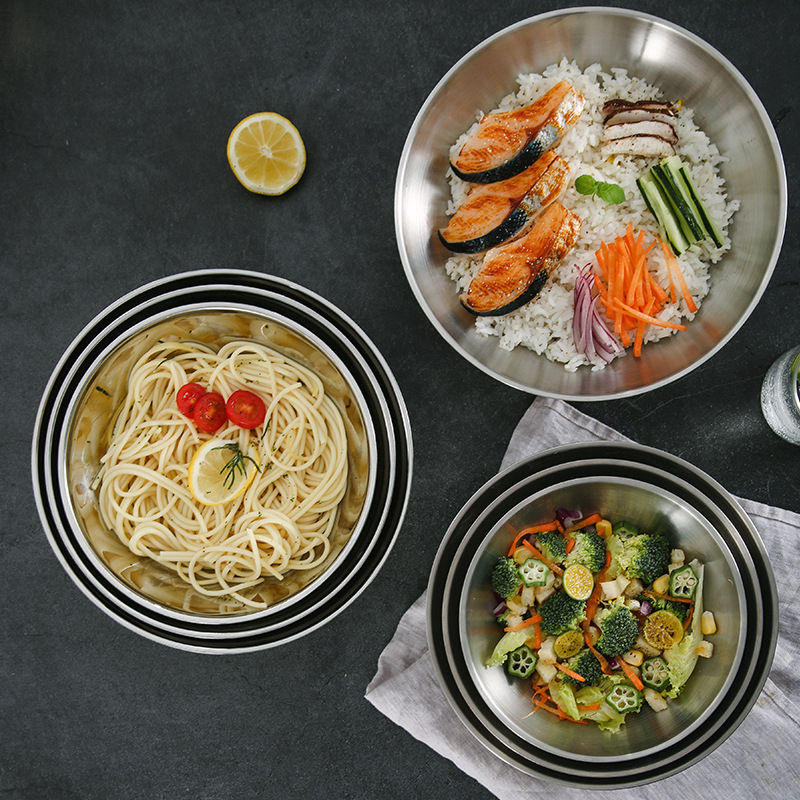 304 Stainless Steel Bowl Threaded Bowl Canteen Ramen Bowl Korean Trumpet Bowl Double-Layer Bowl Male Bowl Rice Bowl Soup Plate 304 Stainless Steel Bowl Threaded Bowl Canteen Ramen Bowl Korean Trumpet Bowl Double-Layer Bowl Male Bowl Rice Bowl Soup Plate