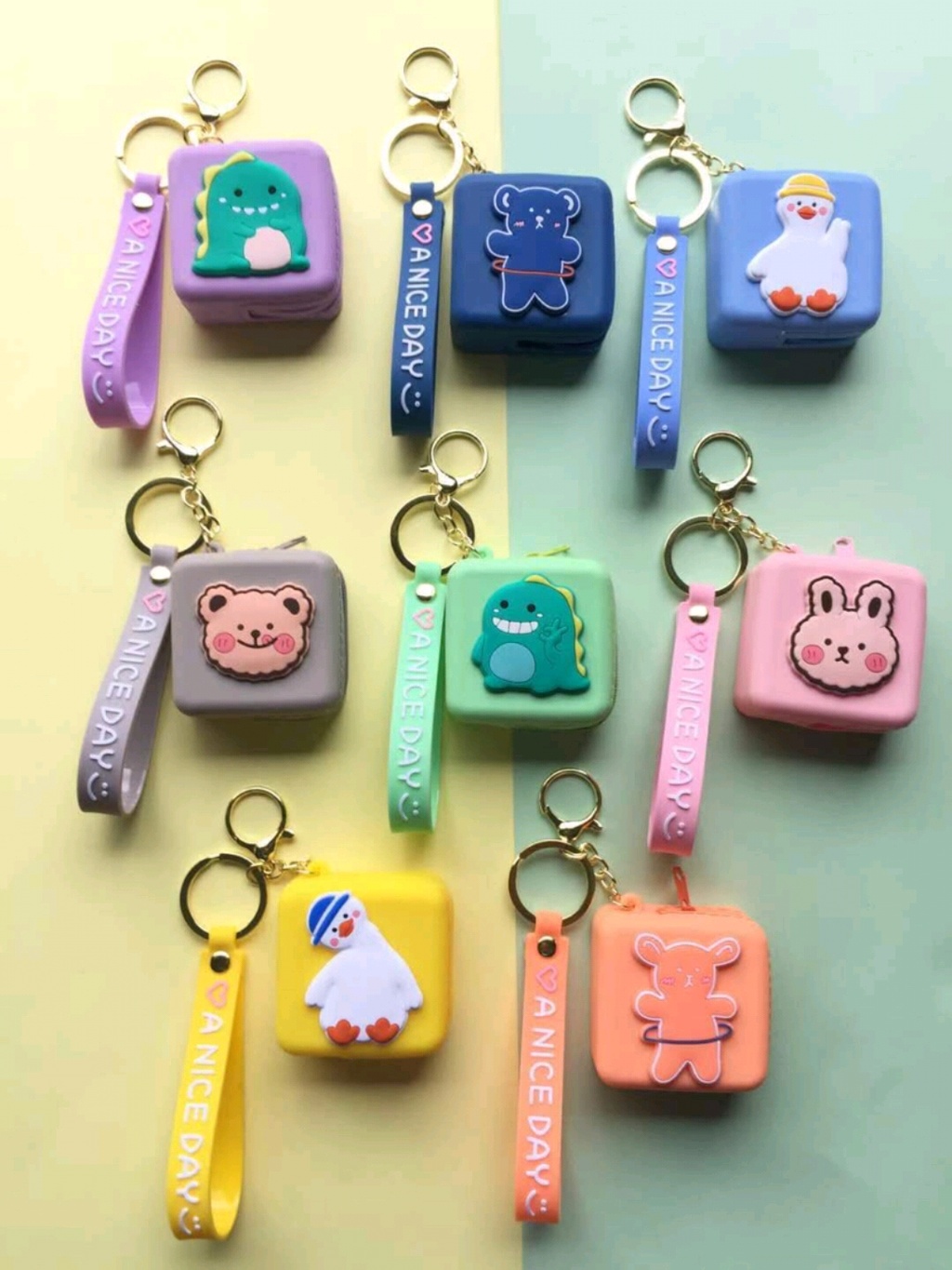 Cartoon Box Coin Purse Silicone PVC Pendant Storage Cute Creative Key Ring Pendants Small Gift Key