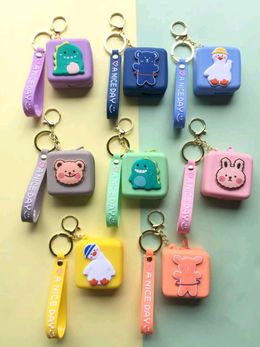 Cartoon Box Coin Purse Silicone PVC Pendant Storage Cute Creative Key Ring Pendants Small Gift Key
