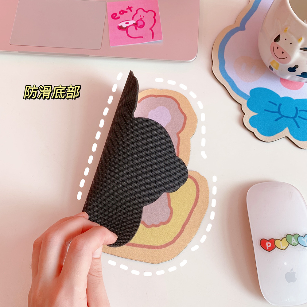 Creative Cartoon round Mouse Pad Cute Trumpet Soft and Adorable Bear and Rabbit Computer Wrist Pad Soft Shaped Student Office Pad