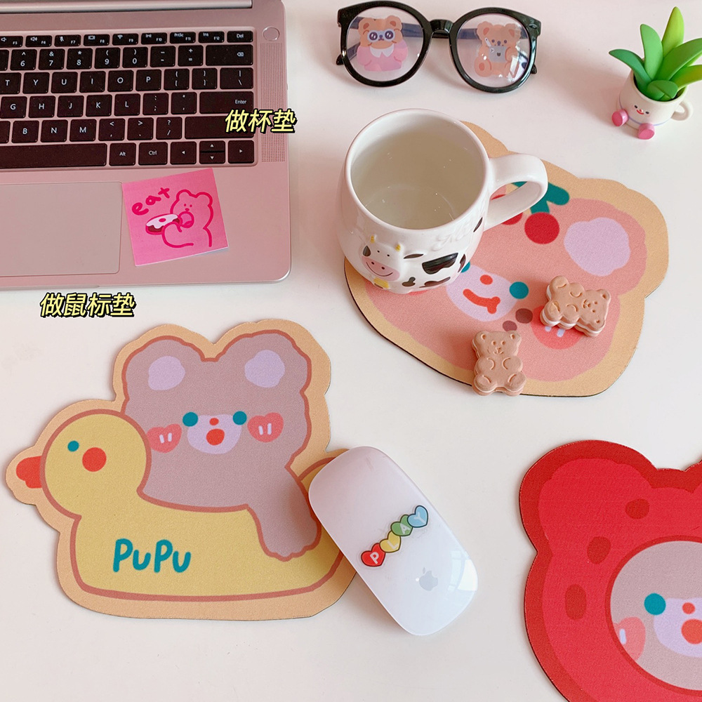 Creative Cartoon round Mouse Pad Cute Trumpet Soft and Adorable Bear and Rabbit Computer Wrist Pad Soft Shaped Student Office Pad