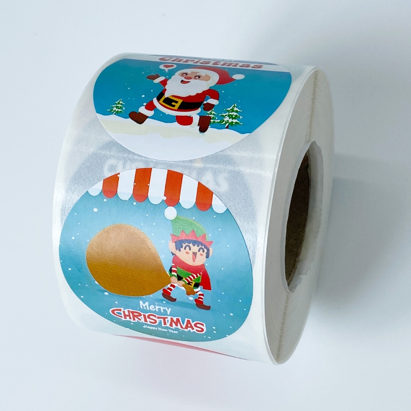 Christmas Adhesive Sticker Sealed Sticker Amazon Hot Cute Thank You Thanyou Packaging Gift Bag Box Party