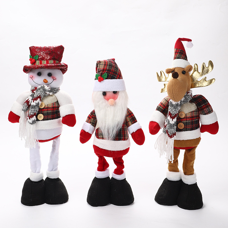 Christmas Decoration Supplies Scene Decoration Christmas Tree Doll Checked Cloth Hanging Leg Pendant Elderly Hanging Piece Pendant