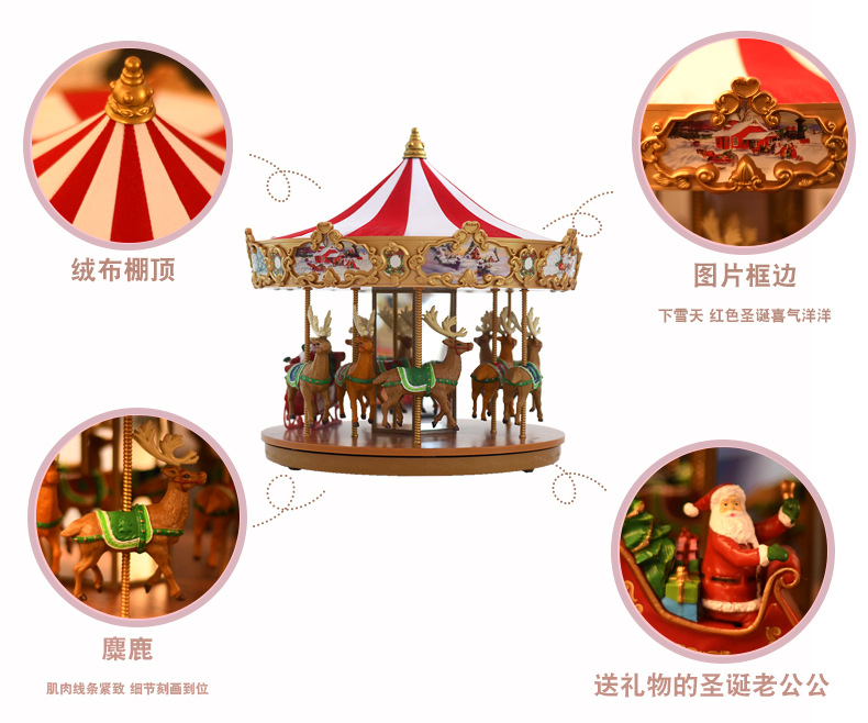 Mr Christmas Playground Christmas Wooden Carousel Creative Luxury Music Box Show Window Decoration Gift