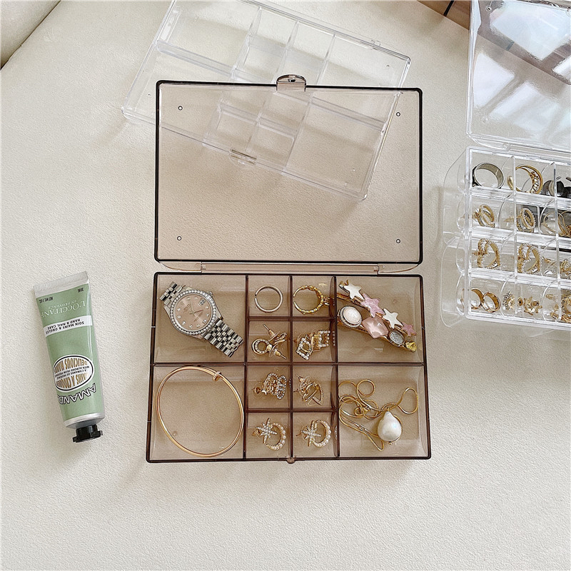 New One, Two, Three Layers, Large Capacity Jewelry Box with Lid Transparent and Dustproof Ear Studs Ring Necklace Jewelry Collection