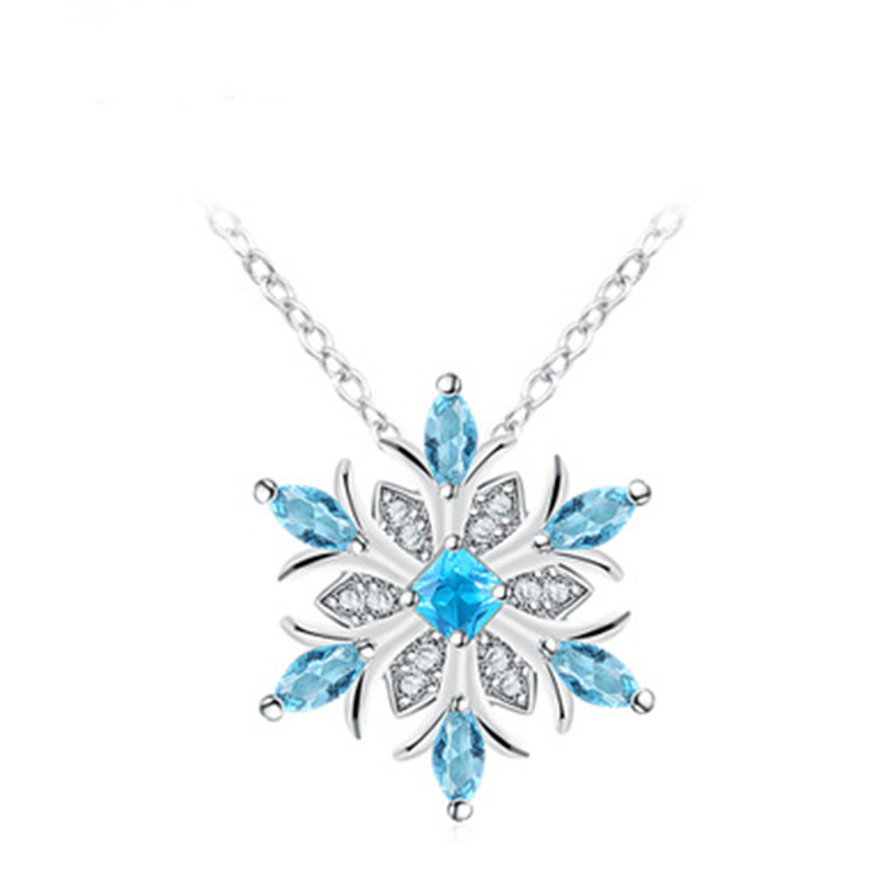 Chenrui Ornament Ocean Blue Snowflake Three-Piece Set Earrings Christmas Holiday Gift Cross-Border Hot Selling Female