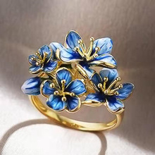 Chenrui Ornament Ocean Blue Snowflake Three-Piece Set Earrings Christmas Holiday Gift Cross-Border Hot Selling Female