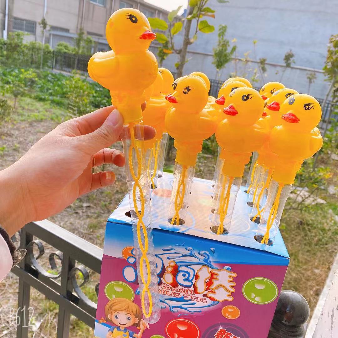 38cm Children Small Yellow Duck Bubble Wand Bubble Water Wholesale Rocking Whistle Small Yellow Duck Cartoon Bubble Foreign Trade Supply