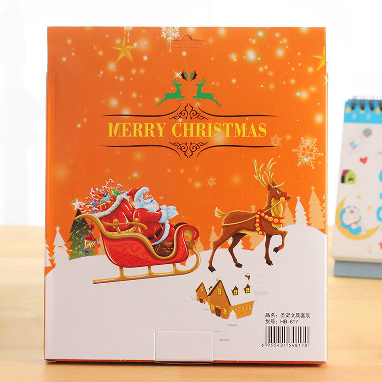 Christmas Small Gift Stationery Nine-Piece Set Santa Claus Pencil Combination Practical Stationery Set Pupil Prize