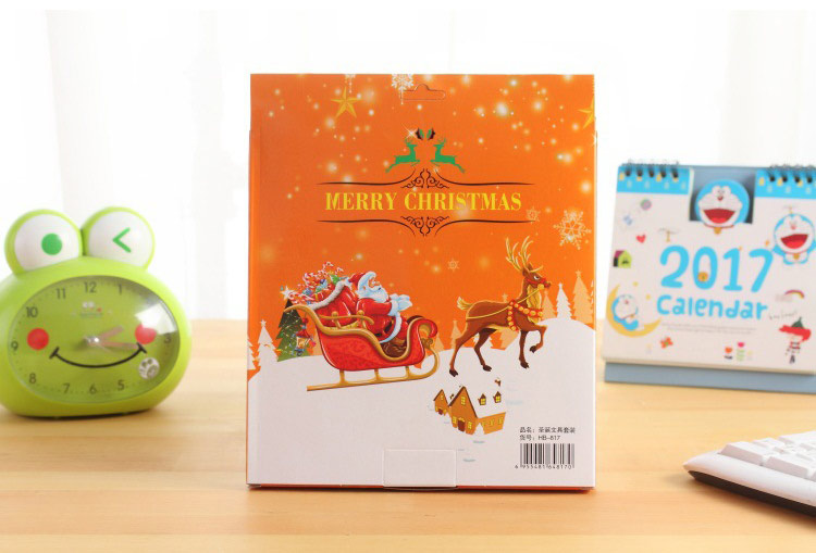 Christmas Small Gift Stationery Nine-Piece Set Santa Claus Pencil Combination Practical Stationery Set Pupil Prize