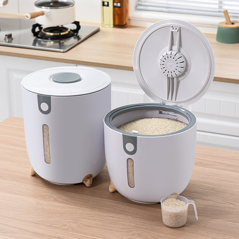 Rice Bucket Kitchen Household Rice Bucket Storage Seal Transparent Flip with Seal Ring Plastic Storage Box Moisture-Proof Insect-Proof