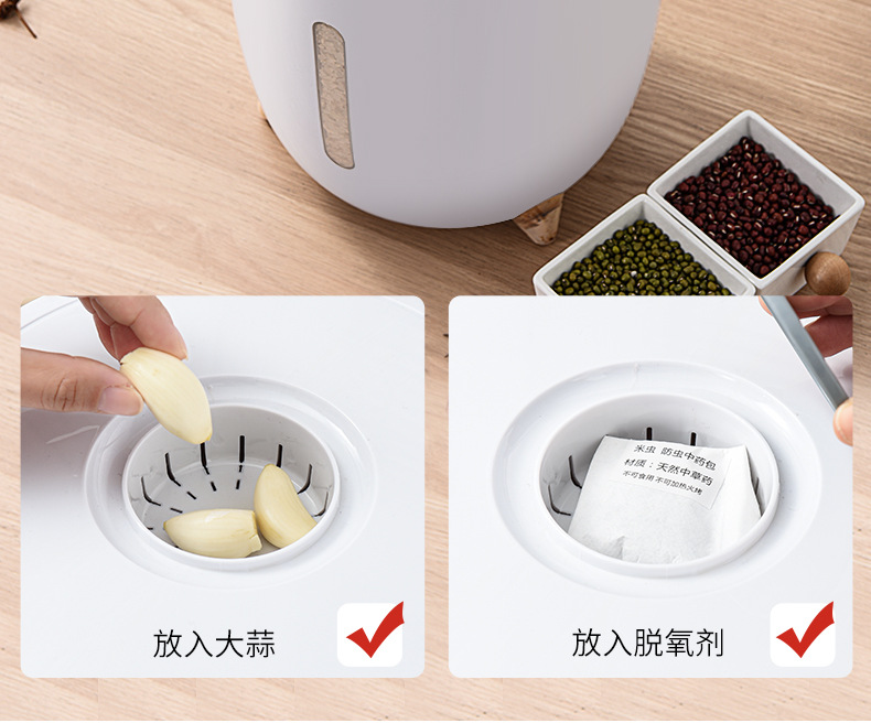 Rice Bucket Kitchen Household Rice Bucket Storage Seal Transparent Flip with Seal Ring Plastic Storage Box Moisture-Proof Insect-Proof