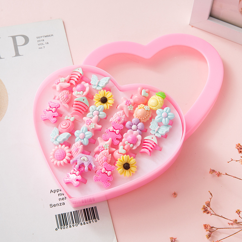 Korean Children's Ring Toy Set Little Girl Princess Children Cartoon Cute Baby Girls' Accessories Gift Box Female Korean Children's Ring Toy Set Little Girl Princess Children Cartoon Cute Baby Girls' Accessories Gift Box Female