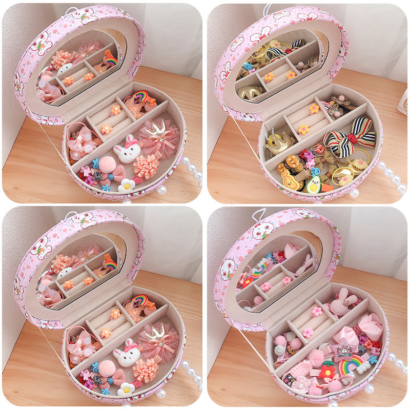 Pink Pearl Gift Box Girl&#039;s Hair Accessories Set Cute Hairpin BB Clip Hair Ring Hair Rope Small Rubber Band Portable Box
