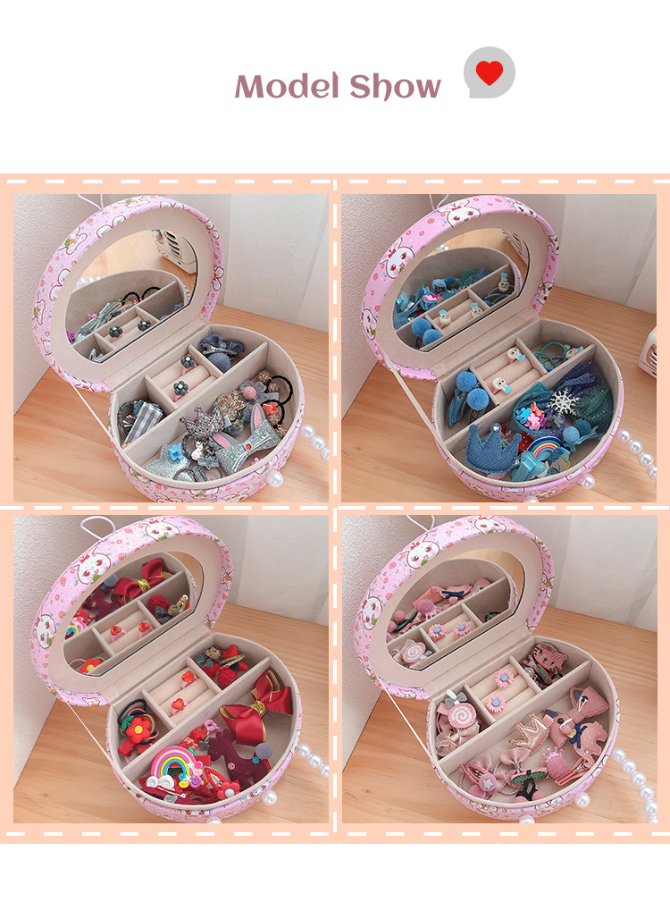 Pink Pearl Gift Box Girl's Hair Accessories Set Cute Hairpin BB Clip Hair Ring Hair Rope Small Rubber Band Portable Box