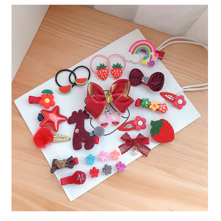 Pink Pearl Gift Box Girl's Hair Accessories Set Cute Hairpin BB Clip Hair Ring Hair Rope Small Rubber Band Portable Box