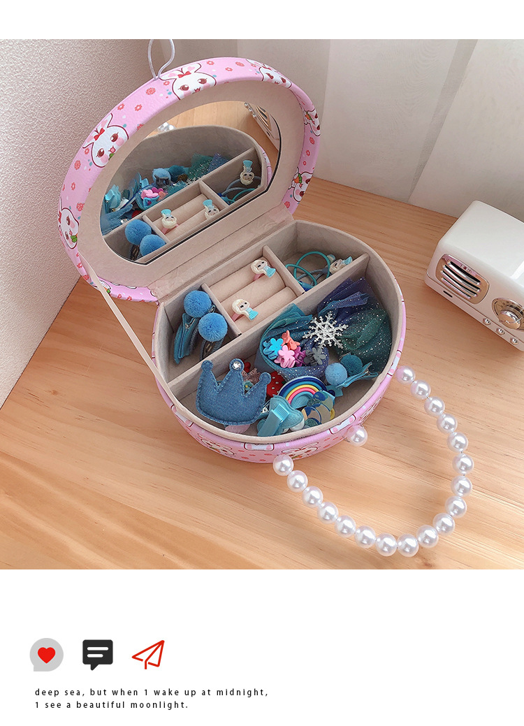 Pink Pearl Gift Box Girl's Hair Accessories Set Cute Hairpin BB Clip Hair Ring Hair Rope Small Rubber Band Portable Box