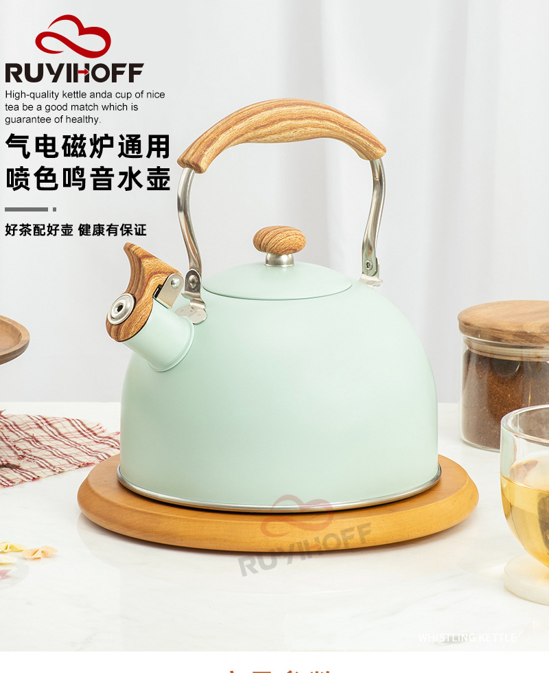 Ruyi Kitchenware New Green Whistle Kettle Nylon Anti-Scald Handle EBay Cross-Border Kitchenware Sound Water Pot