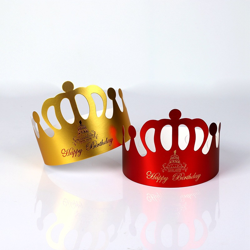 Manufacturers wholesale can be customized children adult party crown birthday cake hat hot red gold card paper birthday hat