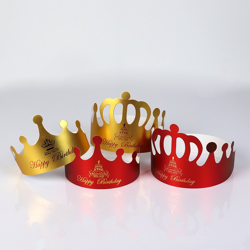 Manufacturers wholesale can be customized children adult party crown birthday cake hat hot red gold card paper birthday hat