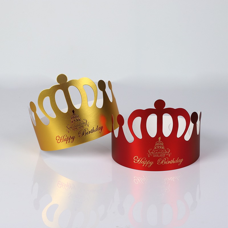 Manufacturers wholesale can be customized children adult party crown birthday cake hat hot red gold card paper birthday hat