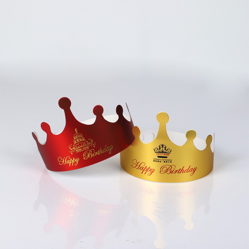 Manufacturers wholesale can be customized children adult party crown birthday cake hat hot red gold card paper birthday hat