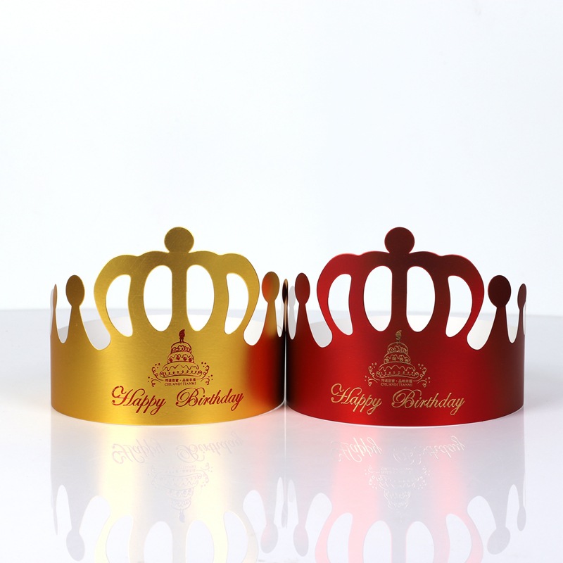 Manufacturers wholesale can be customized children adult party crown birthday cake hat hot red gold card paper birthday hat