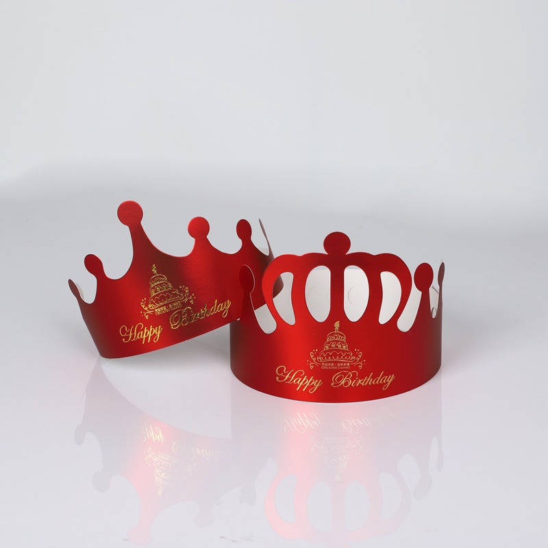 Manufacturers wholesale can be customized children adult party crown birthday cake hat hot red gold card paper birthday hat
