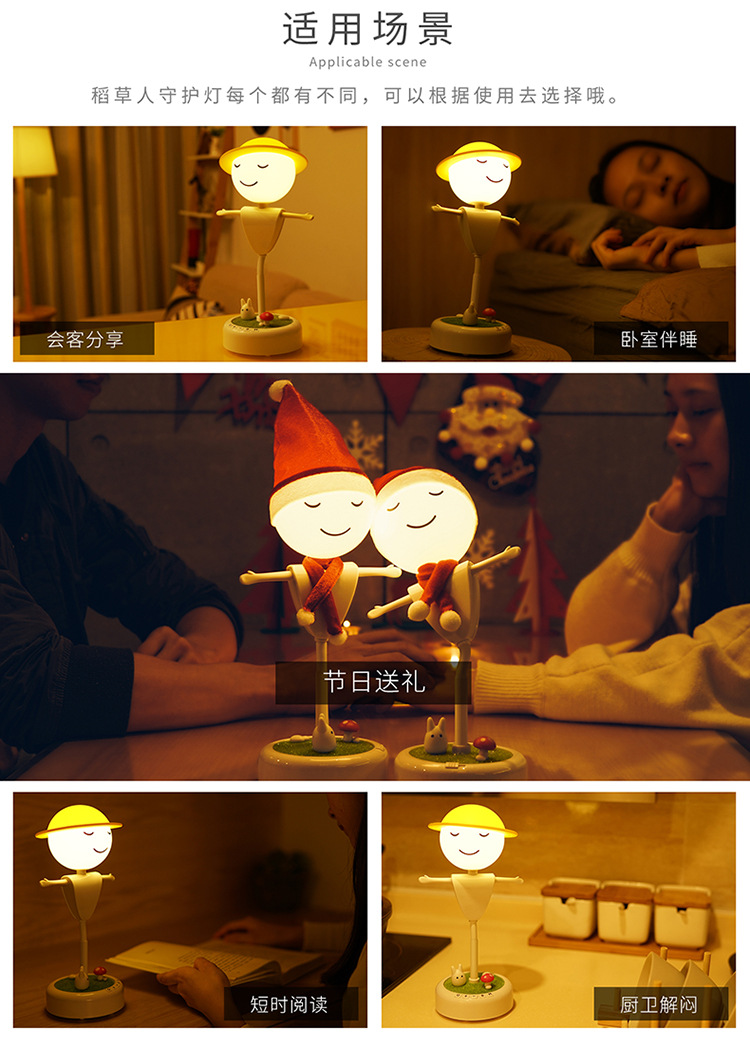 Creative scarecrow little night light new fancy Christmas gift bluetooth stereo USB rechargeable children's desk lamp Creative scarecrow little night light new fancy Christmas gift bluetooth stereo USB rechargeable children's desk lamp