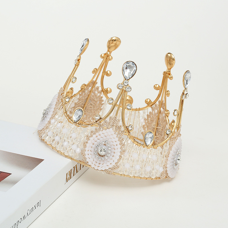 Spot Sale Cake Decoration Golden Lace Crown Baking Decoration European and American Bride Crown Birthday Crown