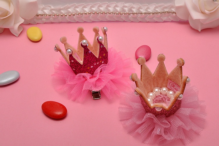 Children's crown hair clip sissi princess same style pearl silk tiara stage performance party birthday hair accessories Children's crown hair clip sissi princess same style pearl silk tiara stage performance party birthday hair accessories