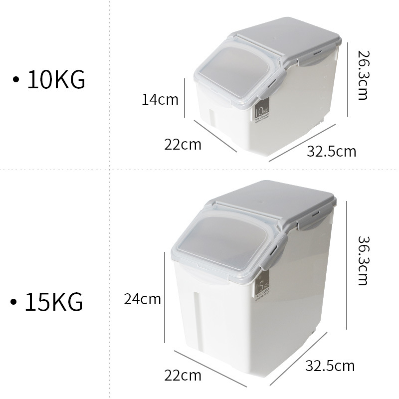 household kitchen rice box 15kg plastic rice storage drum with sealing ring 10kg insectproof moistureproof flour drum