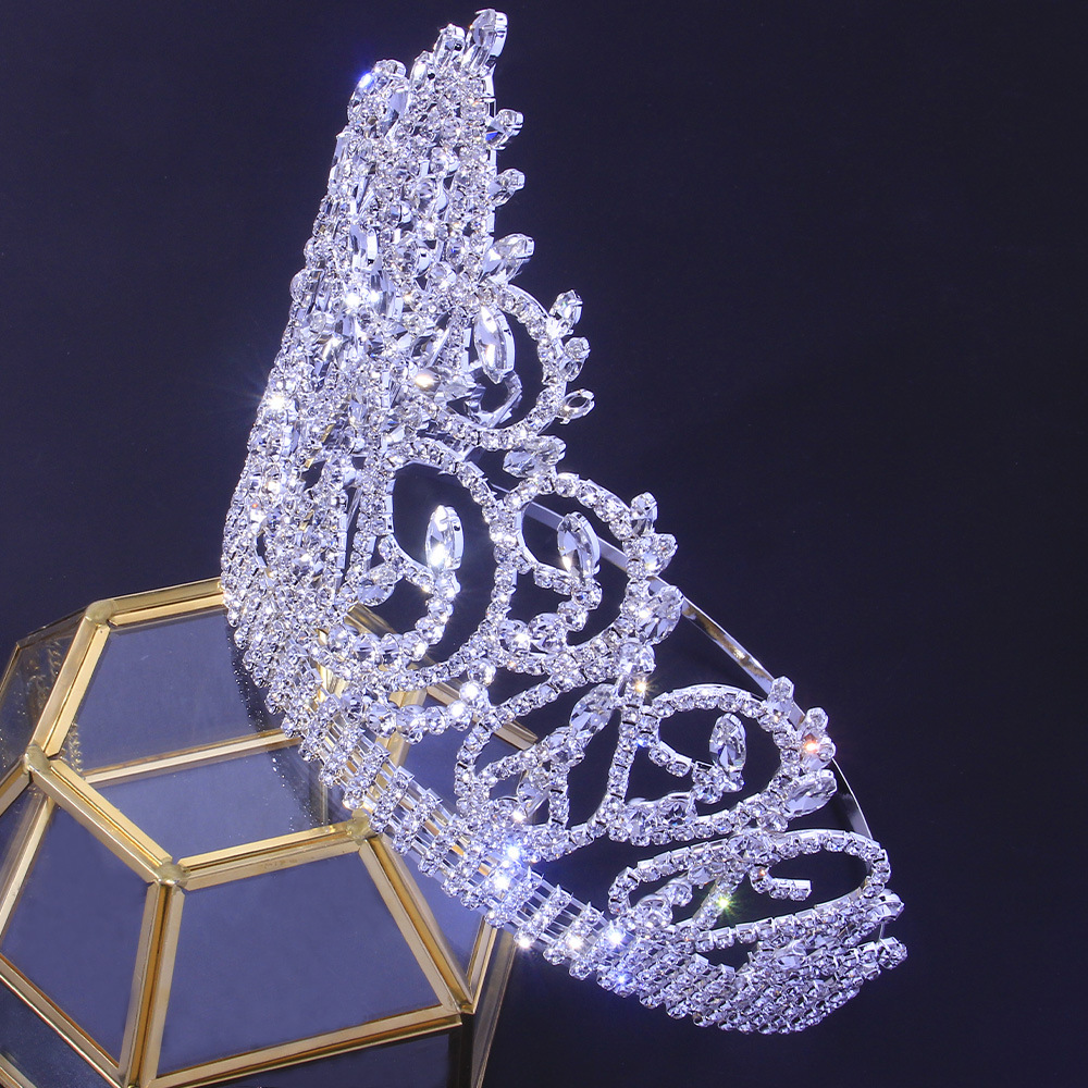 Foreign Trade Export Rhinestone Pageant Big Crown European and American Bride Crown Hair Clasp Luxury Birthday Wedding Decoration Crown