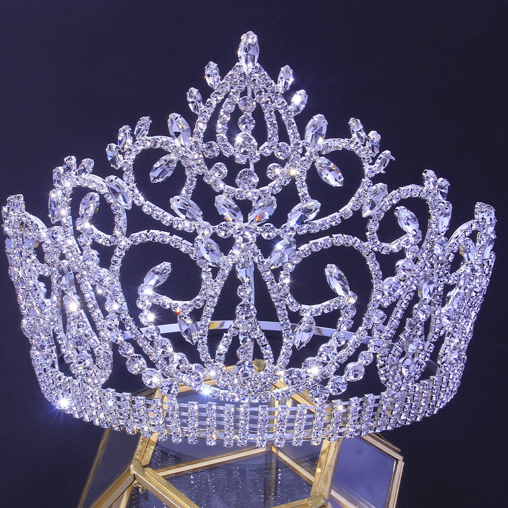 Foreign Trade Export Rhinestone Pageant Big Crown European and American Bride Crown Hair Clasp Luxury Birthday Wedding Decoration Crown