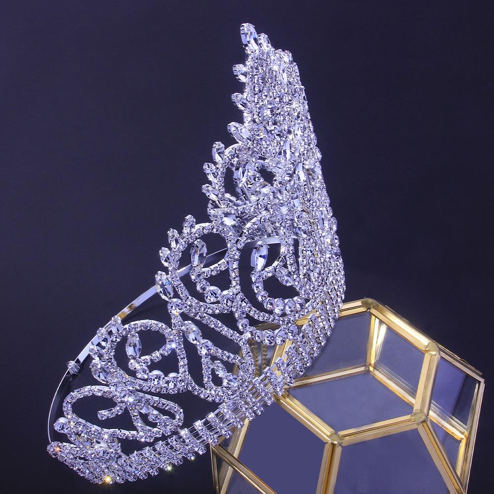 Foreign Trade Export Rhinestone Pageant Big Crown European and American Bride Crown Hair Clasp Luxury Birthday Wedding Decoration Crown