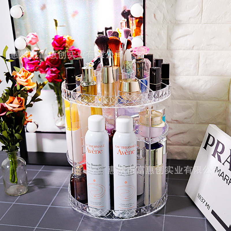Diamond Ring Cosmetics Storage Box Desktop 360 Rotating Box on the Dresser Lipstick Storage