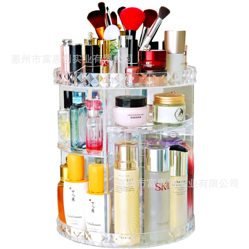 Diamond Ring Cosmetics Storage Box Desktop 360 Rotating Box on the Dresser Lipstick Storage