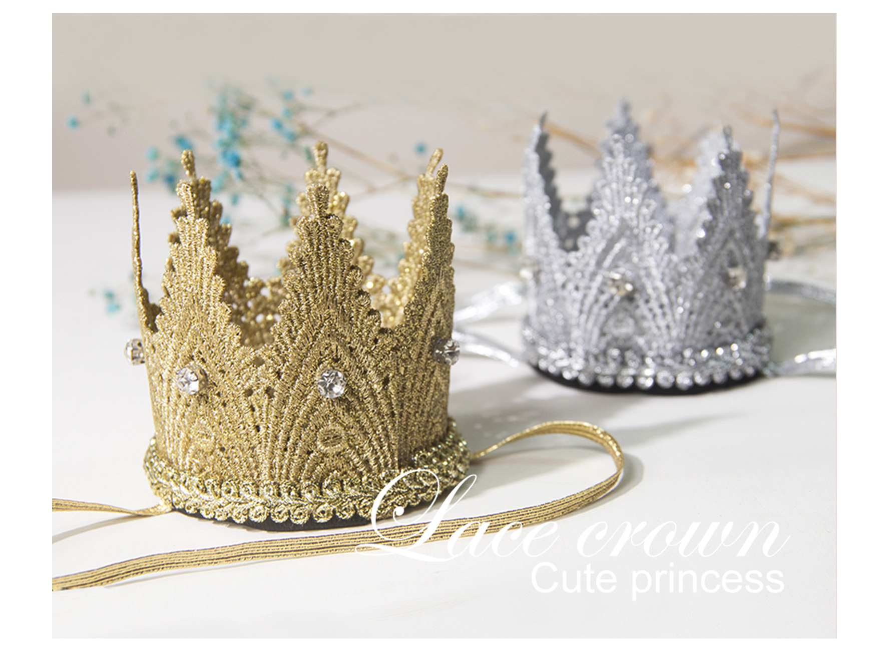 European and American New Children's Crown Hair Band Baby Hair Band Birthday Party Headdress Upgrade Can't Drop Rhinestone Hair Generation