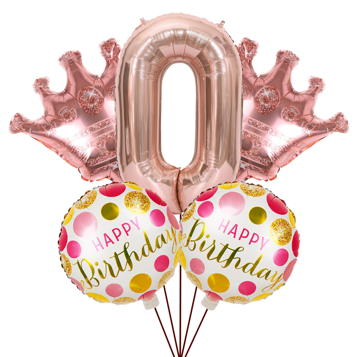 5PCs Crown Digital Balloon Combo Set 32 Inch Gold Color Digital Crown Package Birthday Balloon