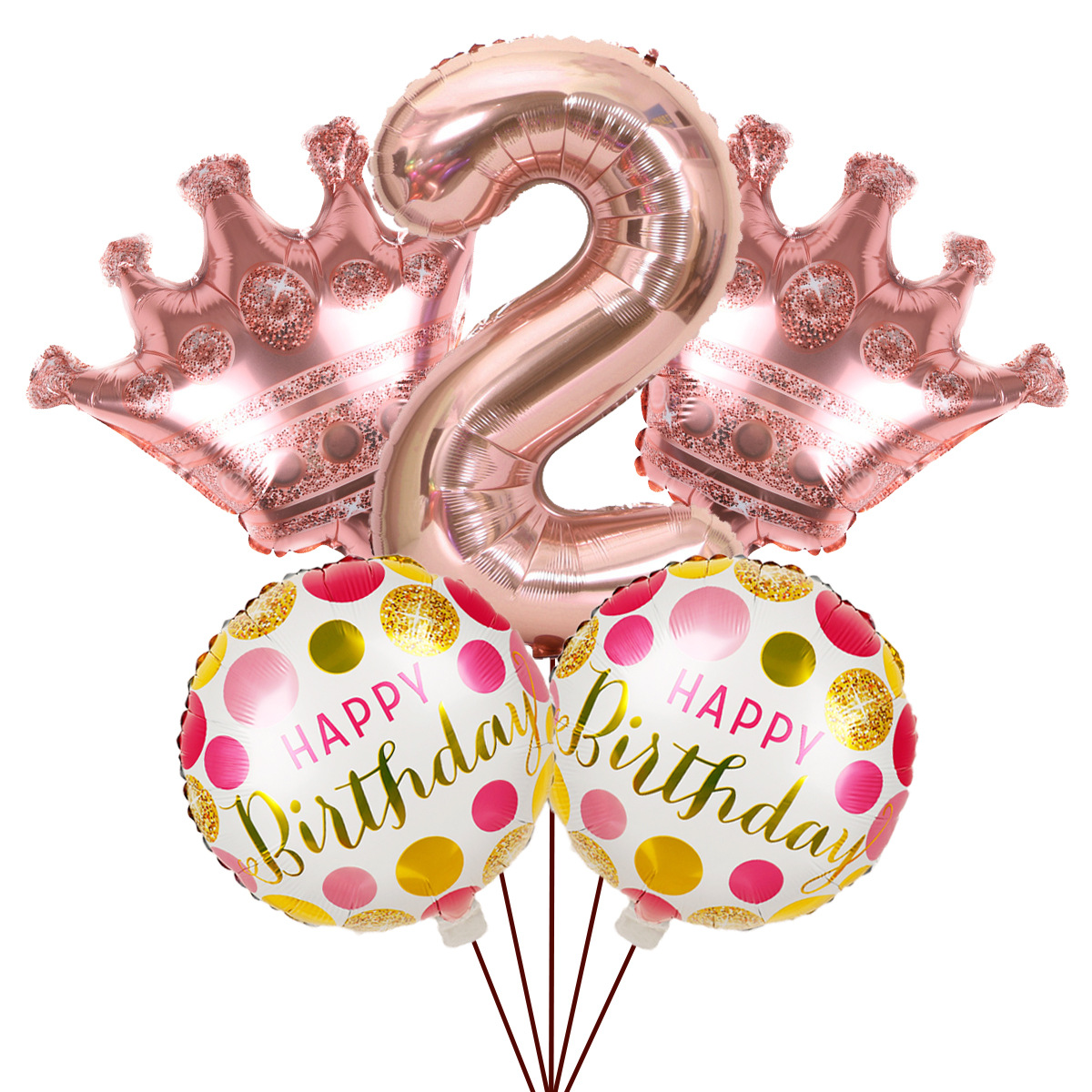 5PCs Crown Digital Balloon Combo Set 32 Inch Gold Color Digital Crown Package Birthday Balloon