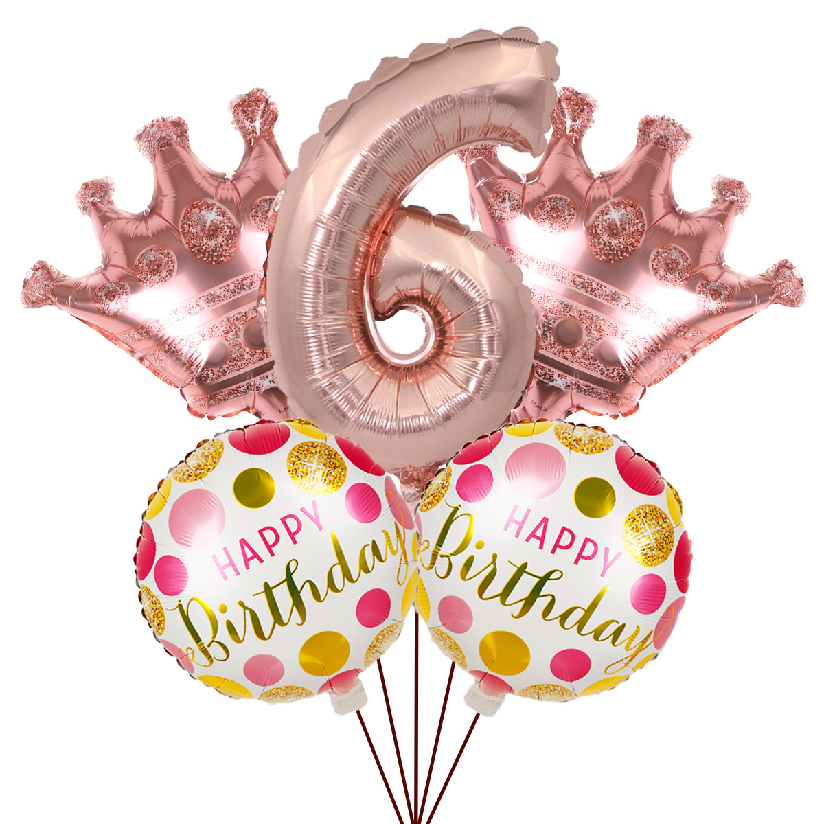 5PCs Crown Digital Balloon Combo Set 32 Inch Gold Color Digital Crown Package Birthday Balloon