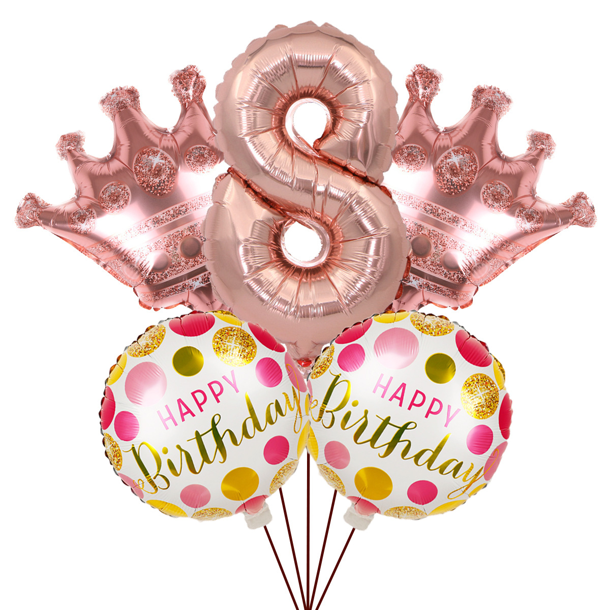 5PCs Crown Digital Balloon Combo Set 32 Inch Gold Color Digital Crown Package Birthday Balloon