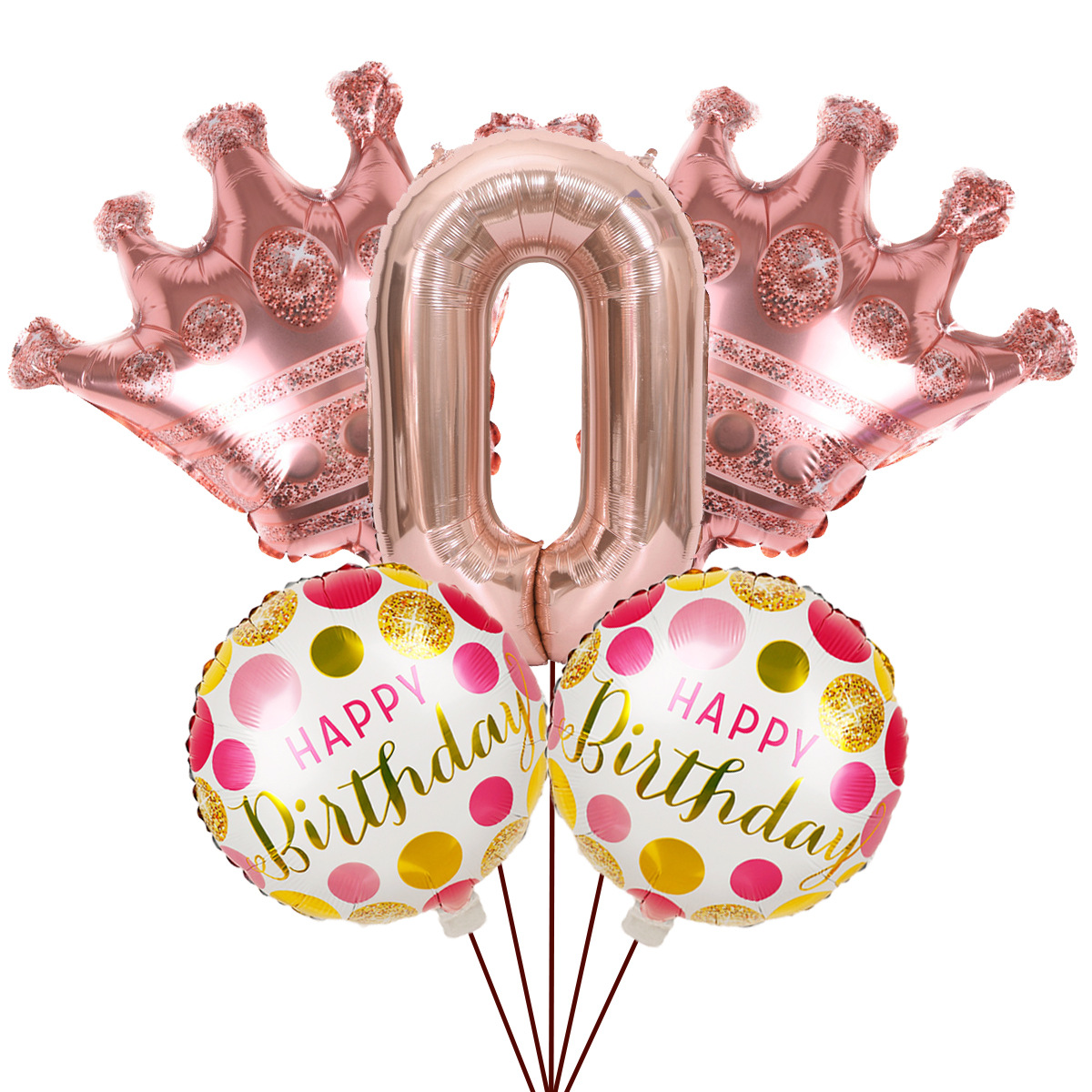 5PCs Crown Digital Balloon Combo Set 32 Inch Gold Color Digital Crown Package Birthday Balloon