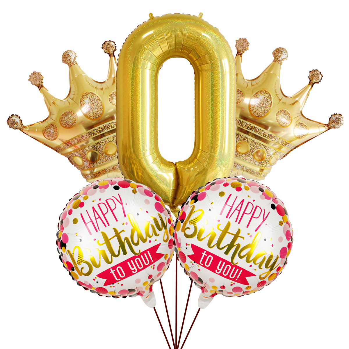 5PCs Crown Digital Balloon Combo Set 32 Inch Gold Color Digital Crown Package Birthday Balloon