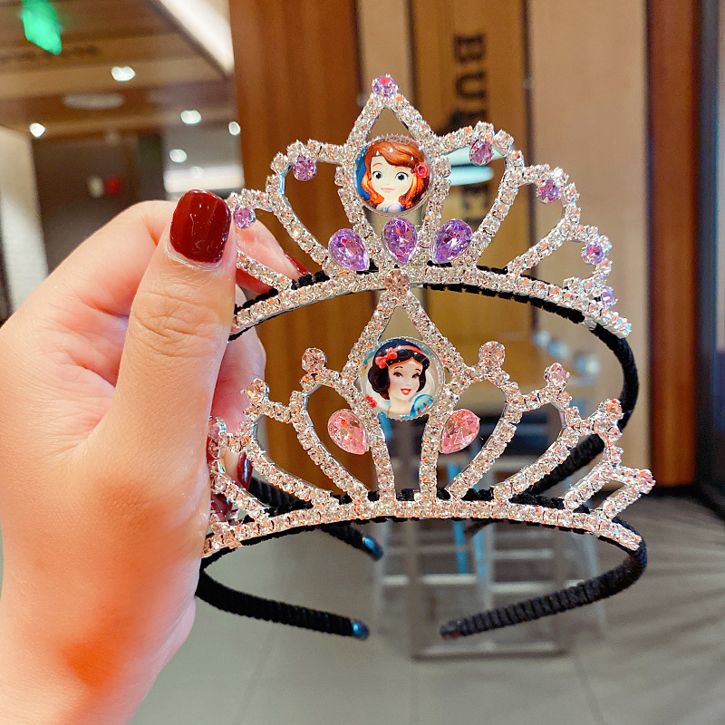 Korean Girl Crown Hair Clasp Frozen Cute Stylish Hair Accessories Retro Cartoon Young Girl Princess Birthday Headband
