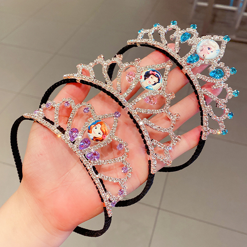Korean Girl Crown Hair Clasp Frozen Cute Stylish Hair Accessories Retro Cartoon Young Girl Princess Birthday Headband