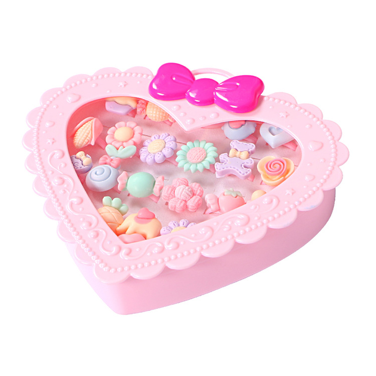 Children&#039;s Cartoon Love Gift Box Resin Ring Ornament Bracelet Macaron Color Girl Gift Play House Toy