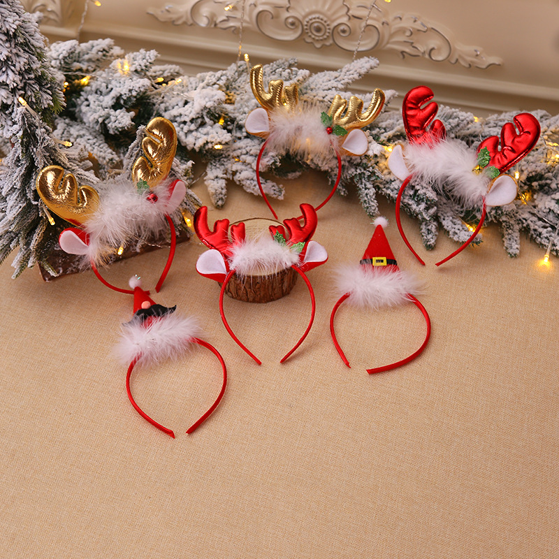 Christmas Decorations Fluff Antlers Bell Head Buckle Headband Headband Head Ornaments Children&#039;s Party Party Party Dress up