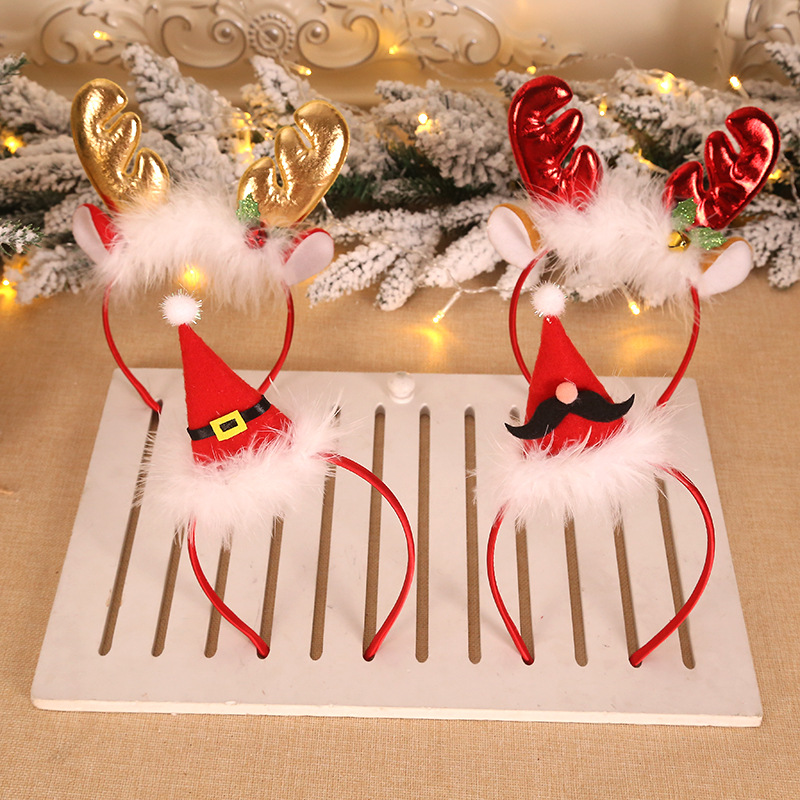 Christmas Decorations Fluff Antlers Bell Head Buckle Headband Headband Head Ornaments Children&#039;s Party Party Party Dress up